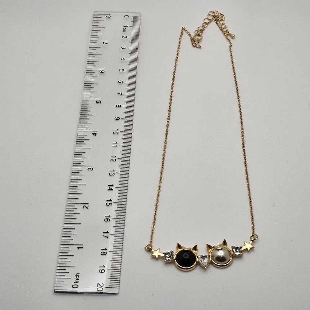 Sailor Moon Luna & Artemis Necklace Cats Star Gold Metal Chain